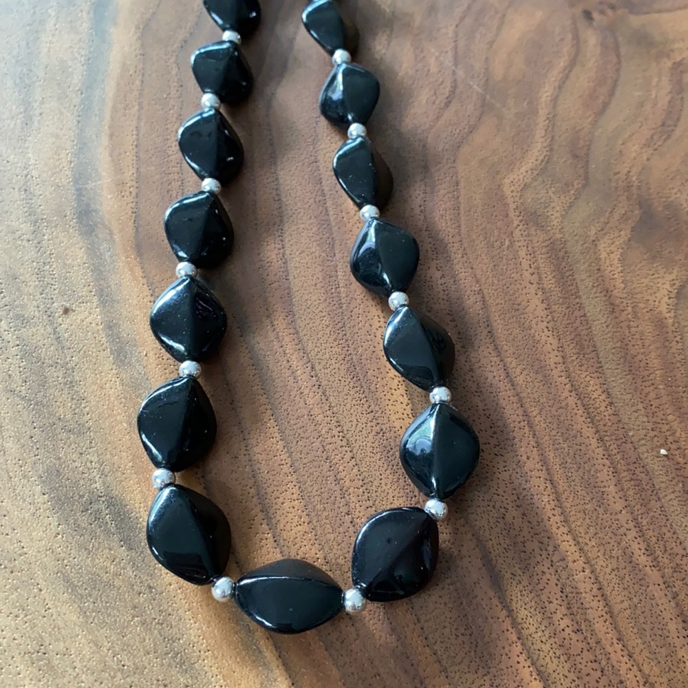 Black and silver beaded necklace